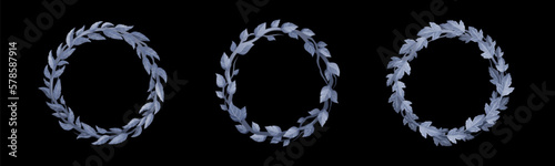Obraz na płótnie Circle frames with laurel, olive and ivy leaves