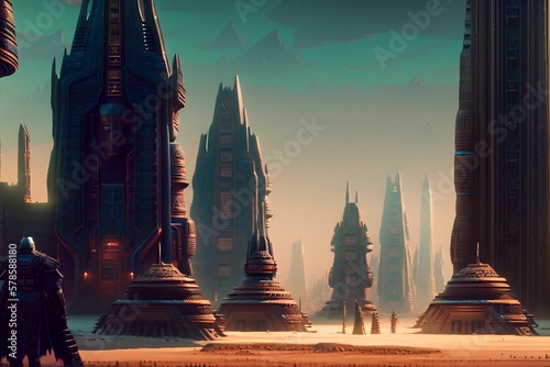Futuristic city in the dese...