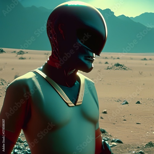 Alien in a shirt and a helm...