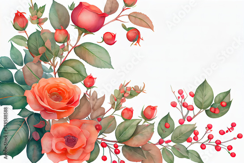 Transparent watercolor rose. Generative Ai