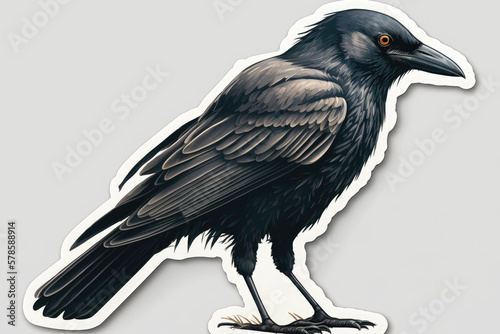 Wallpaper Mural sticker of a magnificent black raven with piercing eyes in orange Torontodigital.ca