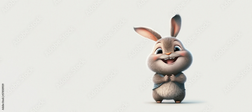 Obraz premium smile rabbit cute character on white background, generative ai