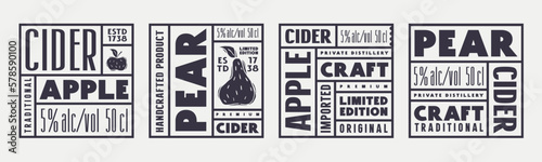 Set of template square label for apple and pear cider