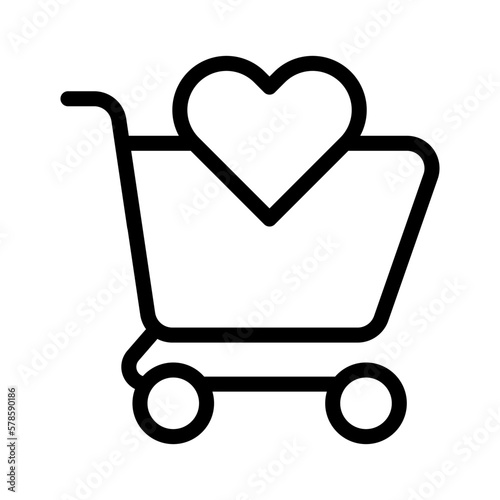 wishlist cart line icon. Simple outline style. shopping cart