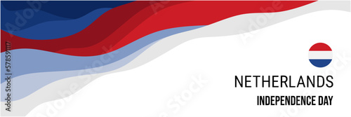 Netherlands independence day or national day banner vector design. Abstract background with wave and geometric in retro style. Netherlands national flag. July 26th.