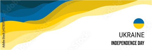 Ukraine independence day or national day banner vector design. Abstract background with wave and geometric in retro style. Ukraine national flag. August 24th.
