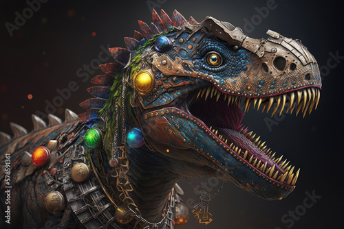 tyrannosaurus rex abstract with metal carapace © StockMedia