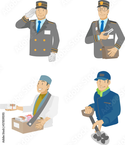 観光列車で働く人々の素材