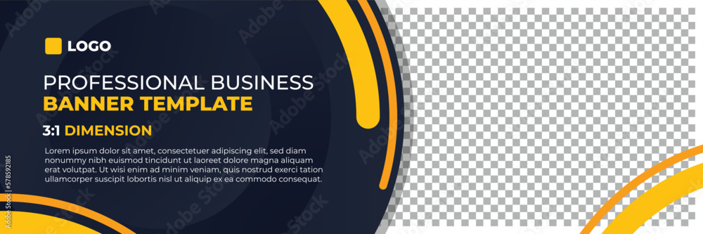 Professional modern banner vector, business company horizontal 3:1 background template with layout text and empty space for image