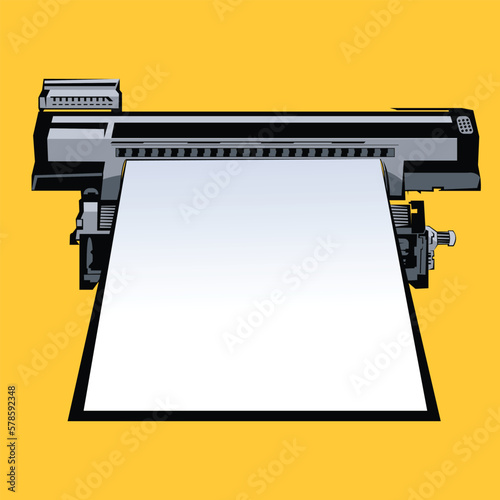 printer vector png with a paper print-out coming out. Can be used for industrial printing business marketing posters and posts for social media promotion. Simple design with small details.