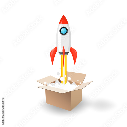 space rocket launch from the opening box.