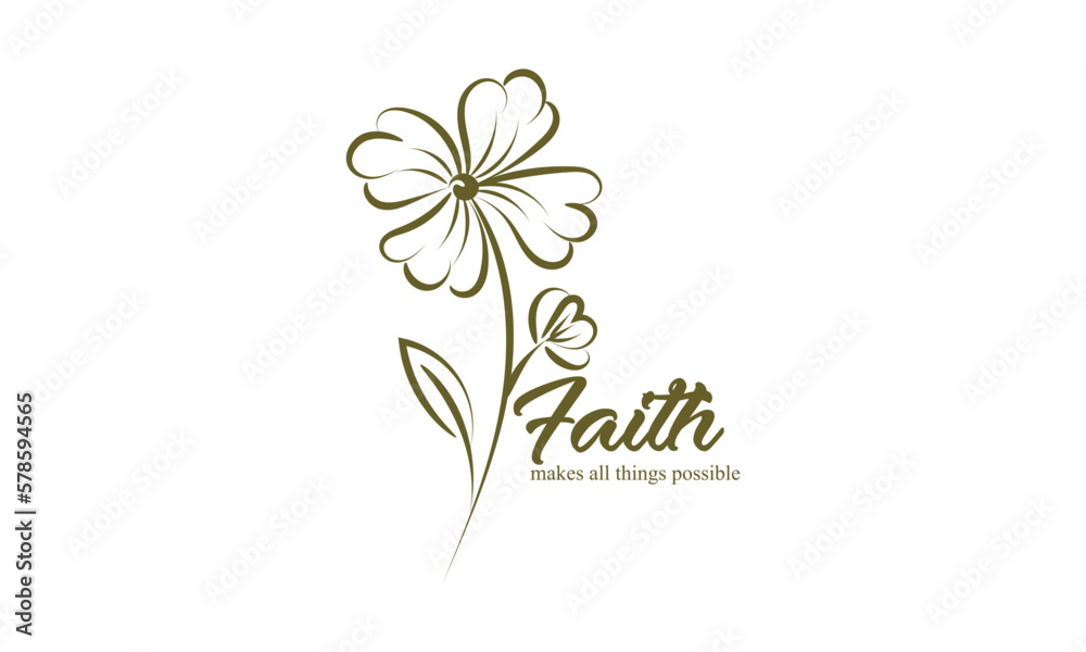 Fototapeta premium Biblical Phrase with Floral Design. Christian typography for print or use as poster, card, flyer or T shirt