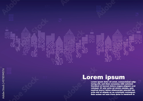 Background big town or design template. Multilayer Silhouette of a night city. The center of the town - illustration.