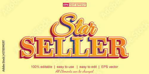 star seller text effect, easy to use, vector text effect