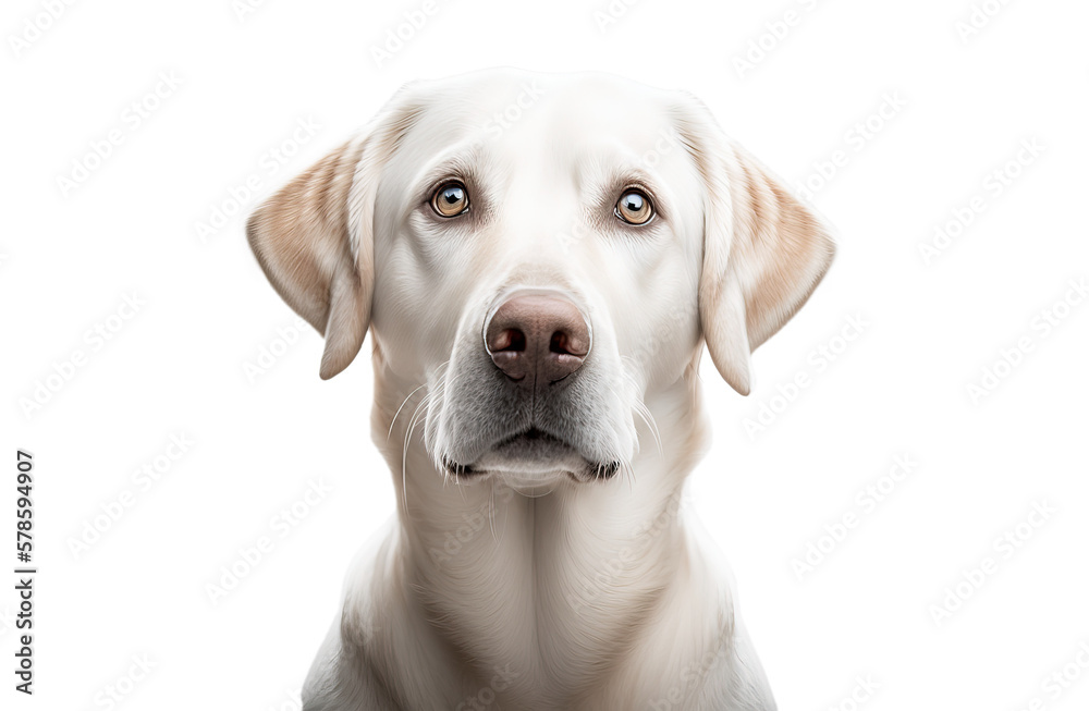 Labrador retriever isolated on transparent background. PNG. Portrait of a cute dog. Post-processed generative AI