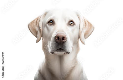 Labrador retriever isolated on transparent background. PNG. Portrait of a cute dog. Post-processed generative AI