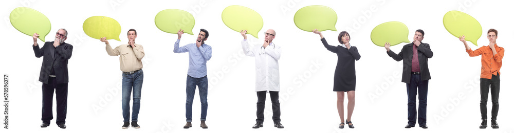 group of successful business people with comments group of successful business people with comments