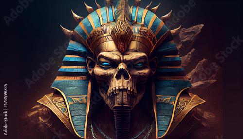  Scary Pharaoh. Realistic face. Generative AI