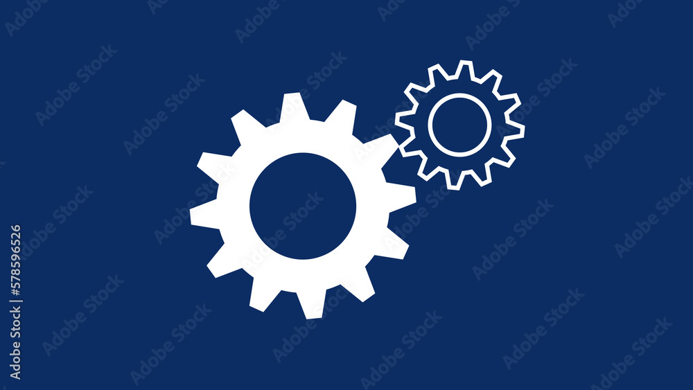 Gear icon. simple gear icon isolated on a black or blue colored background. High-resolution asset.