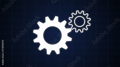 Gear icon. simple gear icon isolated on a black or blue colored background. High-resolution asset.