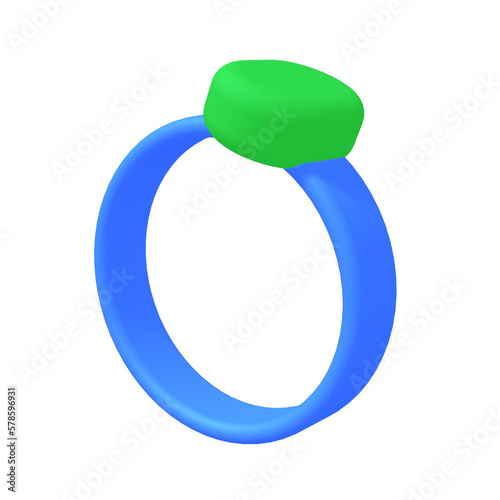 the 3d ring icon is blue with a green decoration on top,