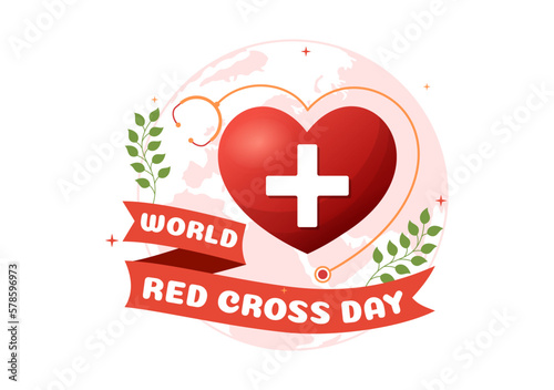 World Red Cross Day on May 8 Illustration to Medical Health and Providing Blood In Hand Drawn for Web Banner or Landing Page Templates