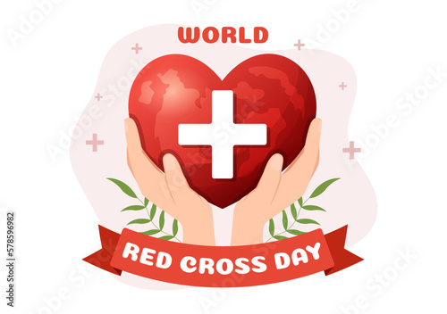 World Red Cross Day on May 8 Illustration to Medical Health and Providing Blood In Hand Drawn for Web Banner or Landing Page Templates