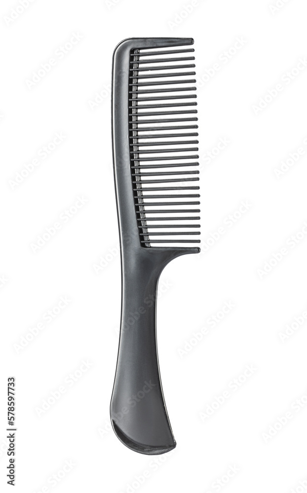 Black Long Handled Plastic Comb Isolated Black Long Handled Plastic Comb Isolated