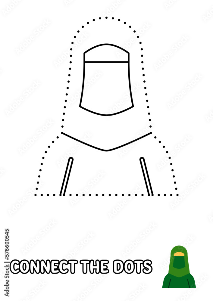 Dot to dot page with Muslim Woman for kids Dot to dot page with Muslim Woman for kids