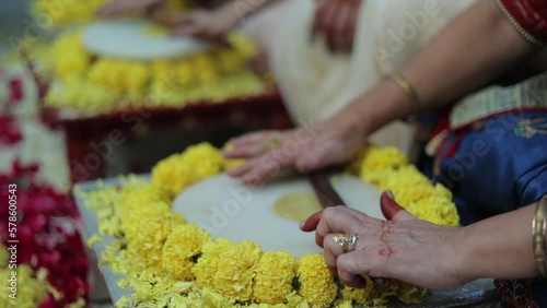 Hindu Gujarati wedding vana rasam moment . photo