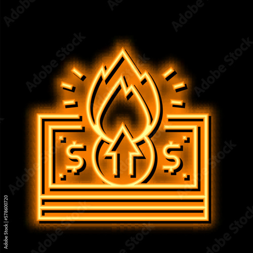 dollar inflation neon glow icon illustration