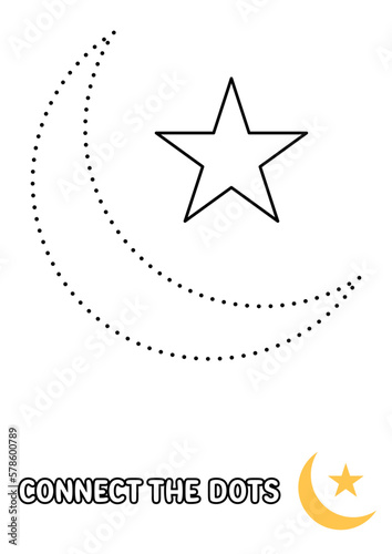 Dot to dot page with Eid Moon for kids