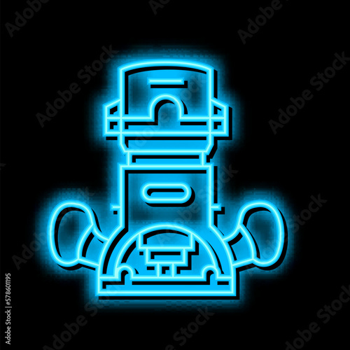wood router tool neon glow icon illustration