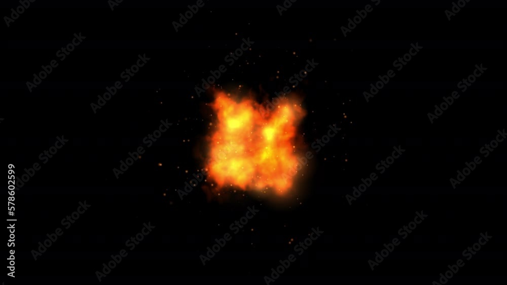 A fireball and embers with and without an alpha channel