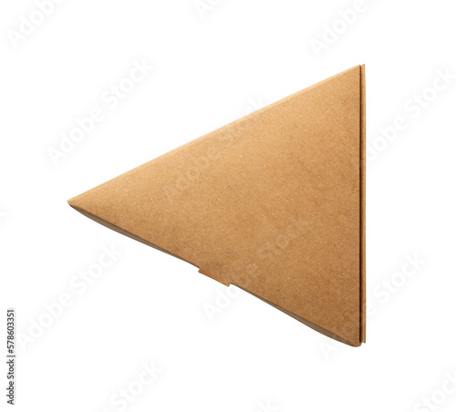 Empty Triangle Paper Box, Single Pizza Slice Cardboard Package, Triangular Box Isolated on White Background
