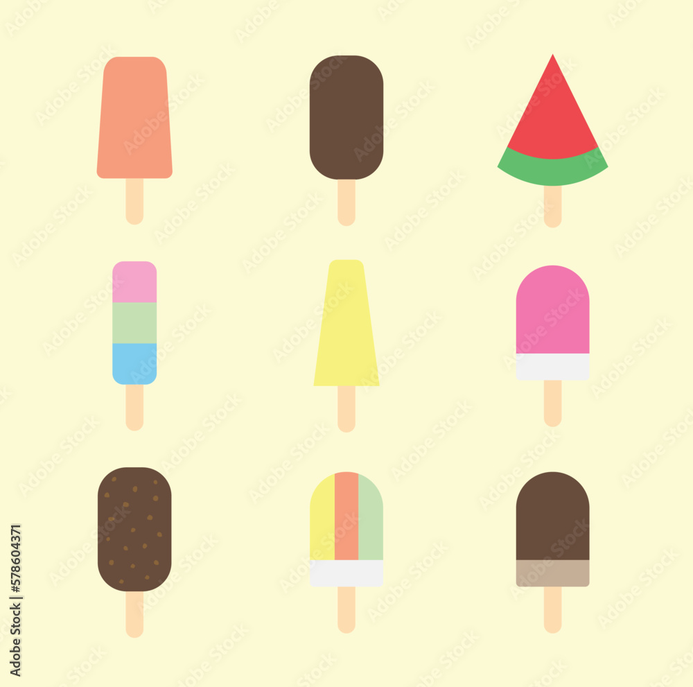 Set of popsicle ice cream vector image or clipart Set of popsicle ice cream vector image or clipart