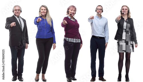 group of business people with microphone isolated