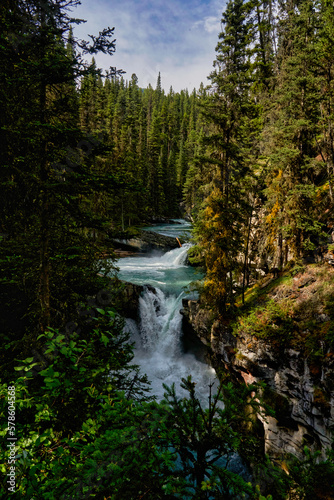 Fototapeta Naklejka Na Ścianę i Meble -  Waterfall in Glacier National Park, Montana, USA, in summer