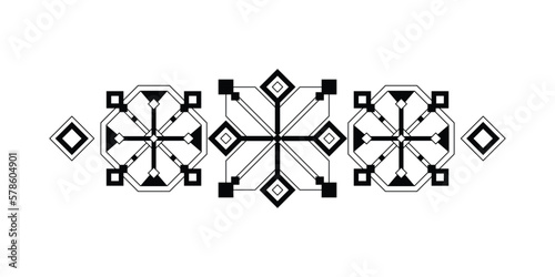 Ornamental Composition Inspired by Ukrainian Traditional Embroidery. Ethnic Motif, Handmade Craft Art. Ethnic Design. Coloring Book Page. Vector Contour Illustration