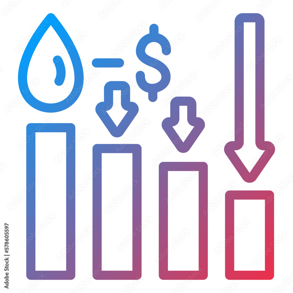 Vector Design Oil Price Decrease Icon Style Vector Design Oil Price Decrease Icon Style