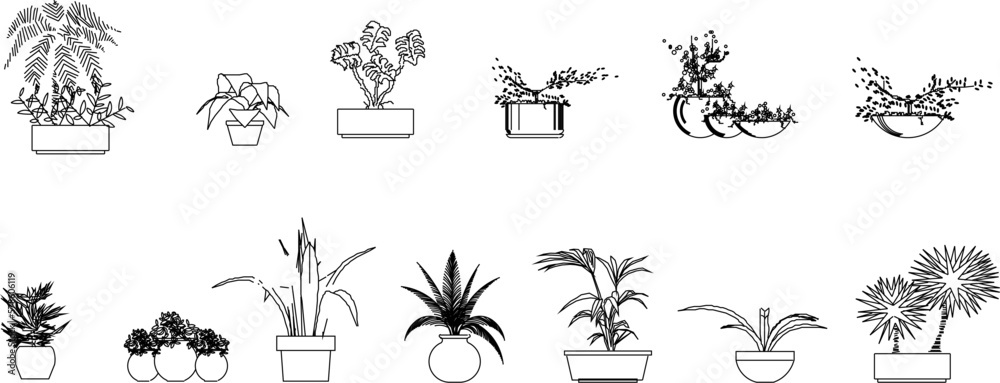 sketch vector illustration of a potted plant on a table sketch vector illustration of a potted plant on a table