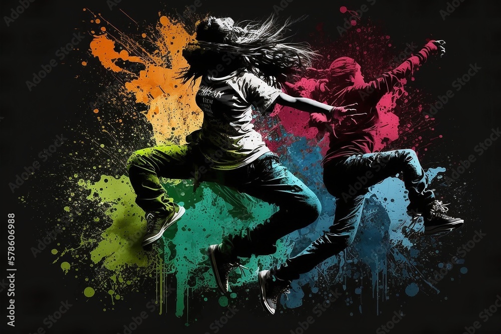 Illustration Colorful Hip Hop Dance