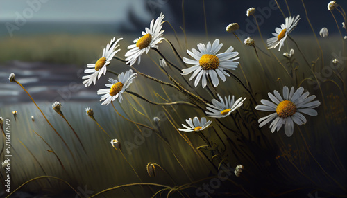 Daisies in the field, generative ai