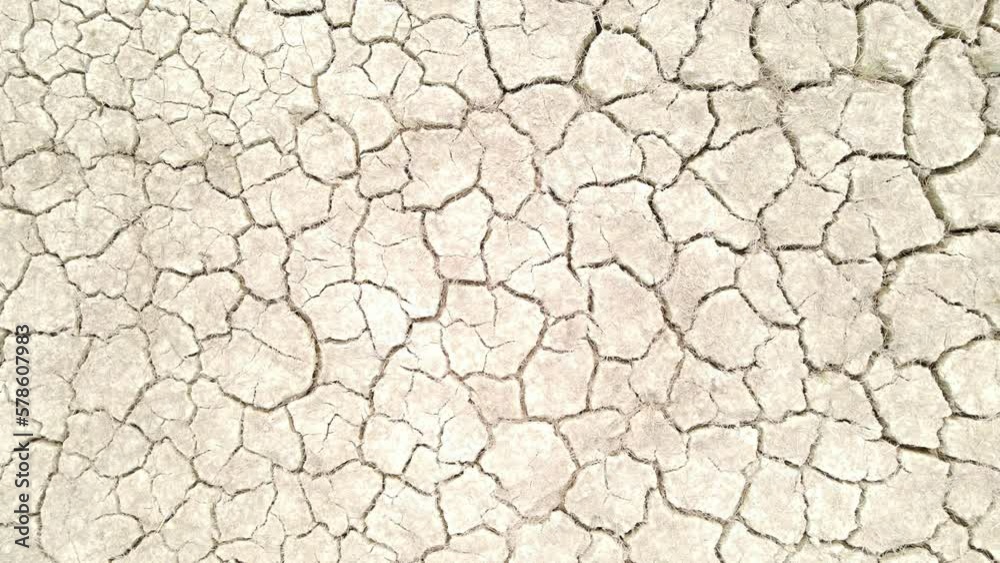 A top-down view of barren land due to drought and climate change, with cracked soil and a close-up zoom highlighting the severity of the situation. A top-down view of barren land due to drought and climate change, with cracked soil and a close-up zoom highlighting the severity of the situation.