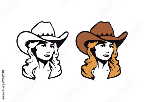 Cowgirl with hat and long blonde hair
