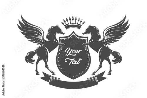 Coat of Arms with Winged Horses Emblem