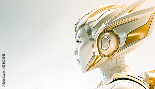 AI Generative Illustration of a Creative Photo of futuristic Robot Women on White Background