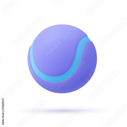 Tennis ball. Sport game competition or championship concept. 3d vector icon. Cartoon minimal style.