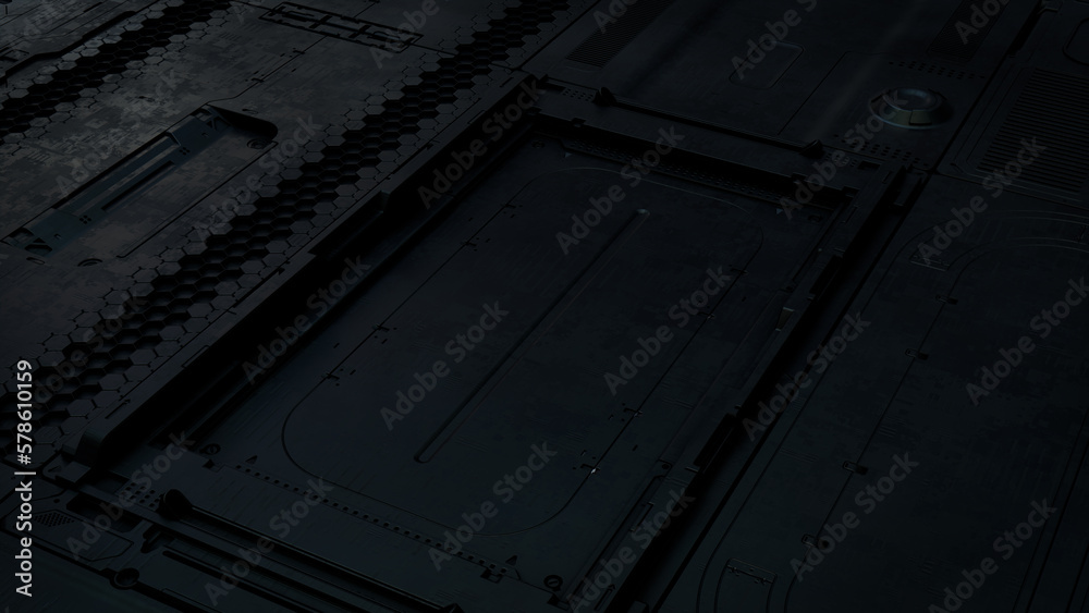 Black, Tech Wallpaper with Futuristic 3D Panels. Dark, Sci-Fi style. 3D Render. Black, Tech Wallpaper with Futuristic 3D Panels. Dark, Sci-Fi style. 3D Render.