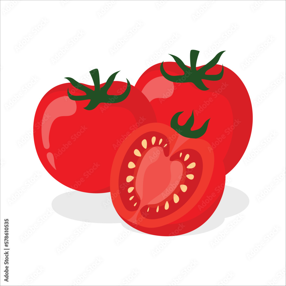 Tomato Vegetables icon. Tomatos whole fruit and half vector icon. Tomatos isolated on white background. Vector illustration Tomato Vegetables icon. Tomatos whole fruit and half vector icon. Tomatos isolated on white background. Vector illustration